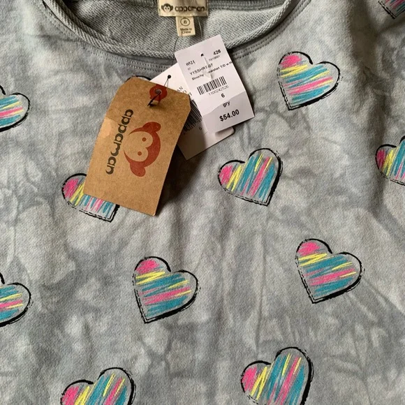 APPAMAN girls slouchy sweatshirt 80% gray cotton distressed style sweats… - Picture 5 of 14